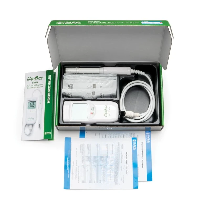 GroLine HI9814 Hydroponics Waterproof pH/EC/TDS/Temp Meter | IP67, ±0.02 pH | EnvMart