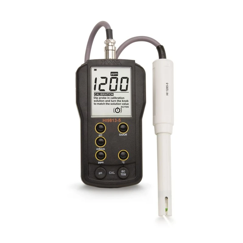 Portable pH/EC/TDS Meter HI9813-51, 0.0–14.0 pH, 0.00–4.00 mS/cm, 0–1999 ppm | EnvMart