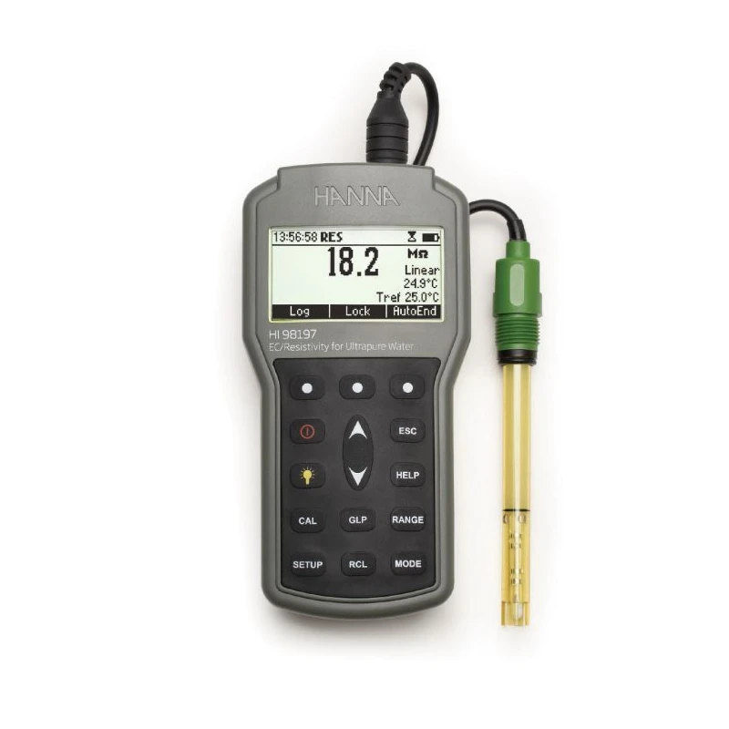 Ultra Pure Water EC/Resistivity Portable Meter HI98197, 0.001 µS/cm, Four-Ring Probe | EnvMart