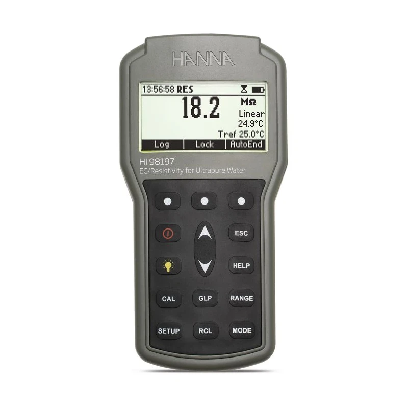 Ultra Pure Water EC/Resistivity Portable Meter HI98197, 0.001 µS/cm, Four-Ring Probe | EnvMart