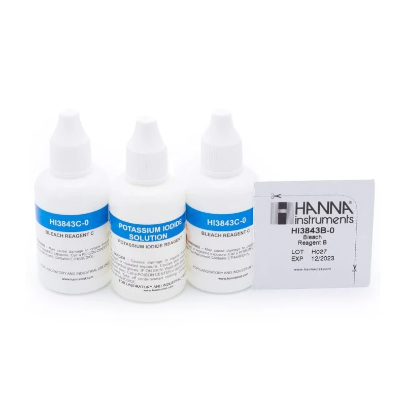HI3843-100 Hypochlorite Test Kit Replacement Reagents 100 Tests | Iodometric | EnvMart