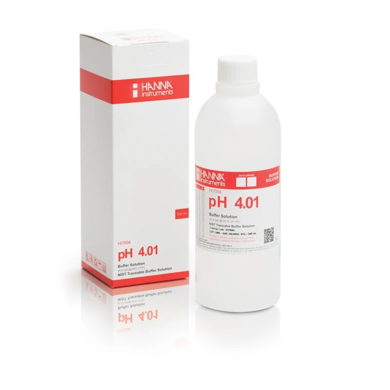 Hanna Instruments HI7004L pH 4.01 Calibration Solution, 500 mL, ±0.01 pH Accuracy | EnvMart