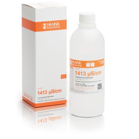 1413 µS/cm Conductivity Standard Solution HI7031L, 500mL Bottle, NIST Traceable | EnvMart