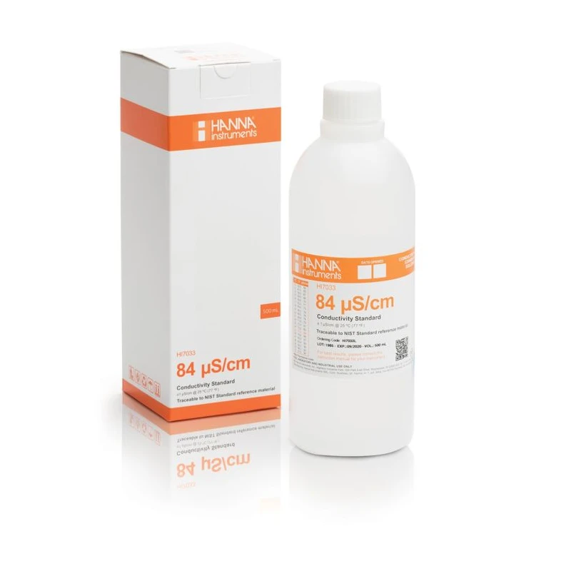 84 µS/cm Conductivity Standard Solution 500 mL | NIST Traceable Calibration Standard | EnvMart