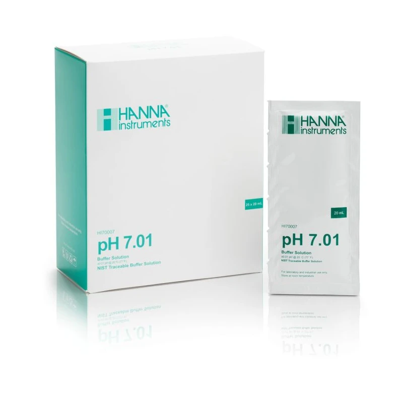 Hanna Instruments HI70007P pH 7.01 Calibration Buffer Sachets 25 x 20 mL ±0.01 pH Accuracy | EnvMart