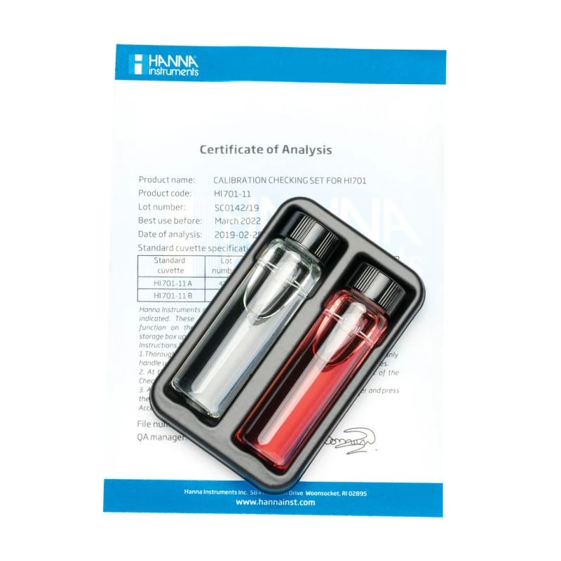 Free Chlorine Checker HC Calibration Check Set HI701-11, 1.00 ±0.05 ppm, Certificate of Analysis | EnvMart
