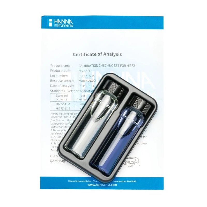 Marine Alkalinity Checker HC Calibration Check Set HI772-11, Certificate, 20×20 mL Sachets | EnvMart