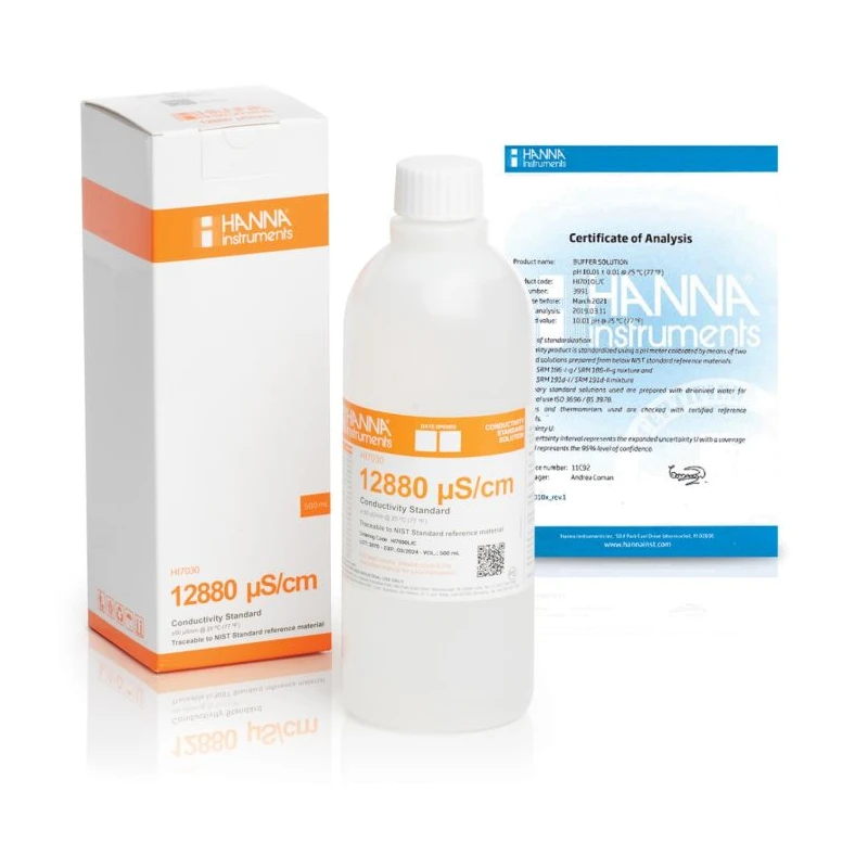 HI7030L/C 12,880 µS/cm Conductivity Standard Solution 500mL Bottle | EnvMart