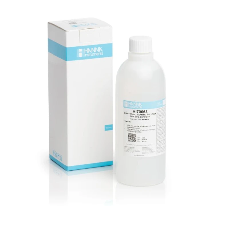 Hanna HI70663L Acidic Cleaning Solution for Soil Deposits, pH Electrode, 500 mL | EnvMart