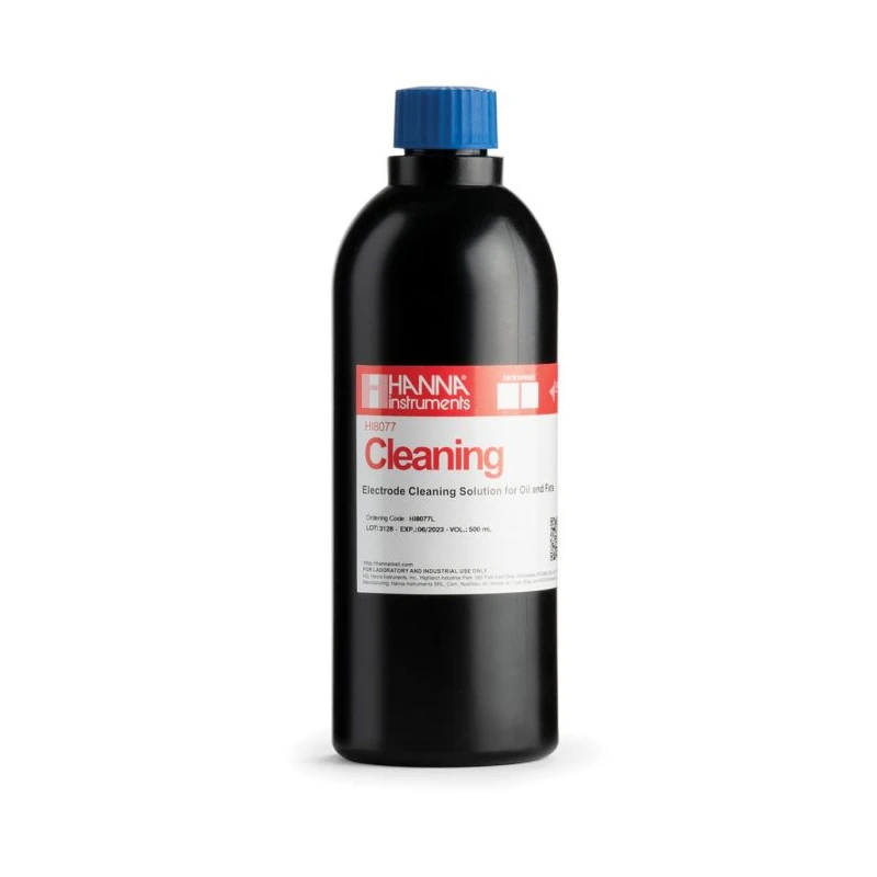 Hanna HI8077L Cleaning Solution for Oil and Fats, FDA Bottle, 500 mL | EnvMart