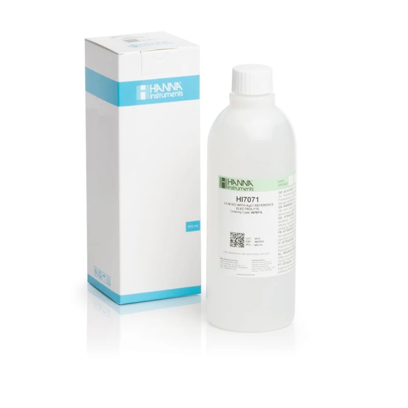 Hanna HI7071L Electrolyte Fill Solution 3.5M KCl + AgCl 500 mL For pH/ORP Electrodes | EnvMart