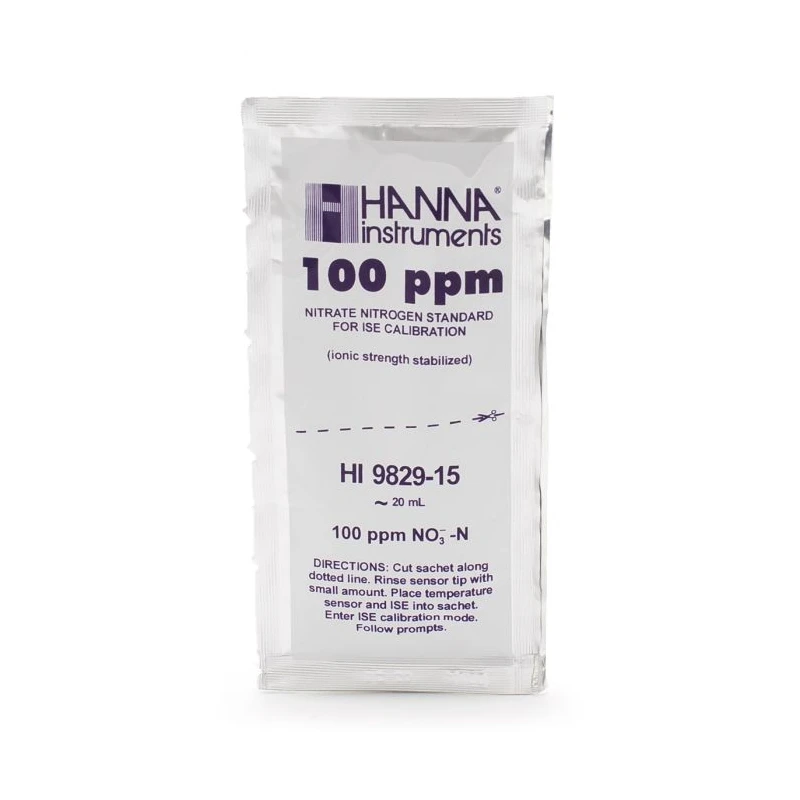 100 ppm Nitrate Standard Sachets HI9829-15 | Calibration Solution for ISE | EnvMart