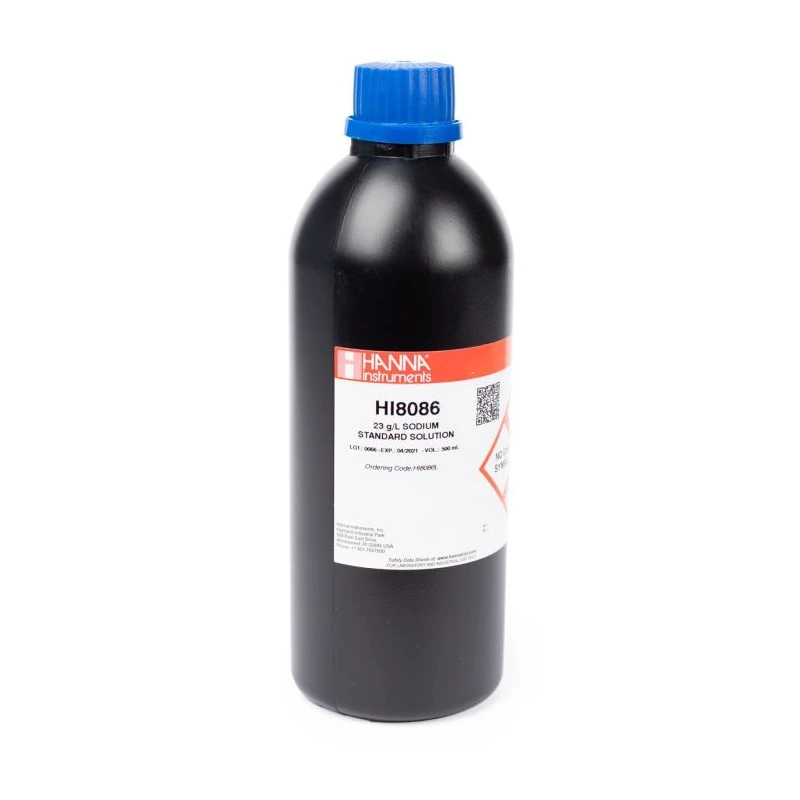 Hanna HI8086L Standard Sodium Solution 23 g/L Na+, 500 mL FDA Bottle | EnvMart