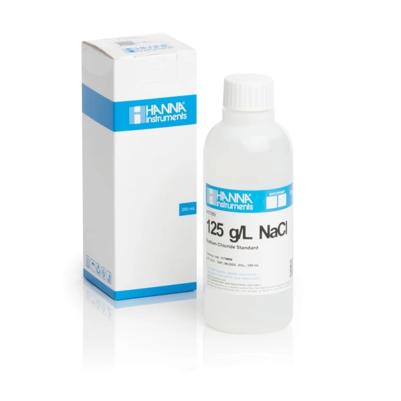 Hanna HI7089M 125 g/L NaCl Standard Solution 230 mL | Calibration Solution | EnvMart