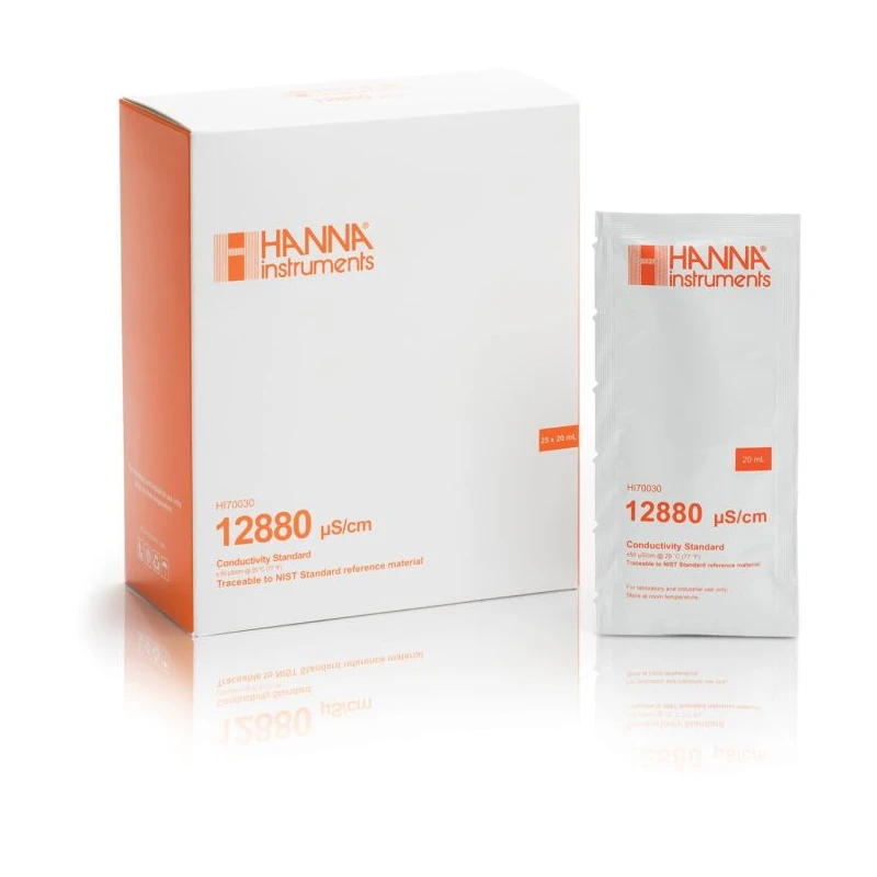 Hanna Instruments HI70030P Conductivity Standard Solution 12880 µS/cm 25x20mL Sachets | EnvMart