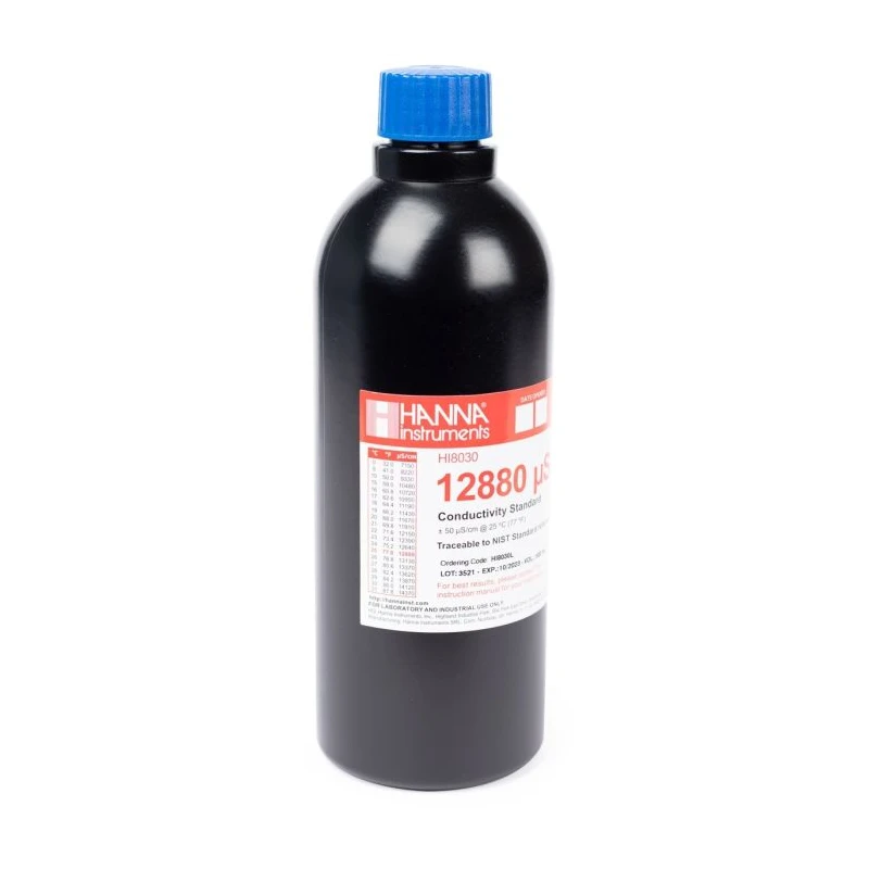 Hanna HI8030L 12880 µS/cm Conductivity Standard, 500 mL, Certificate of Analysis | EnvMart