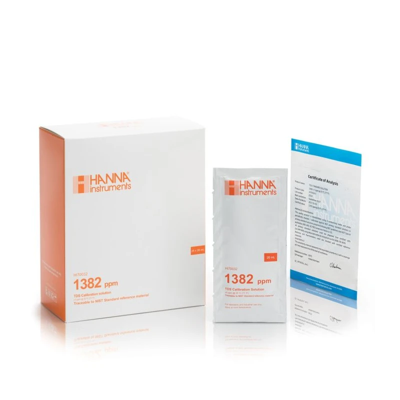 HI70032C TDS Calibration Solution 1382 mg/L (ppm) 25 x 20 mL with Certificate | EnvMart