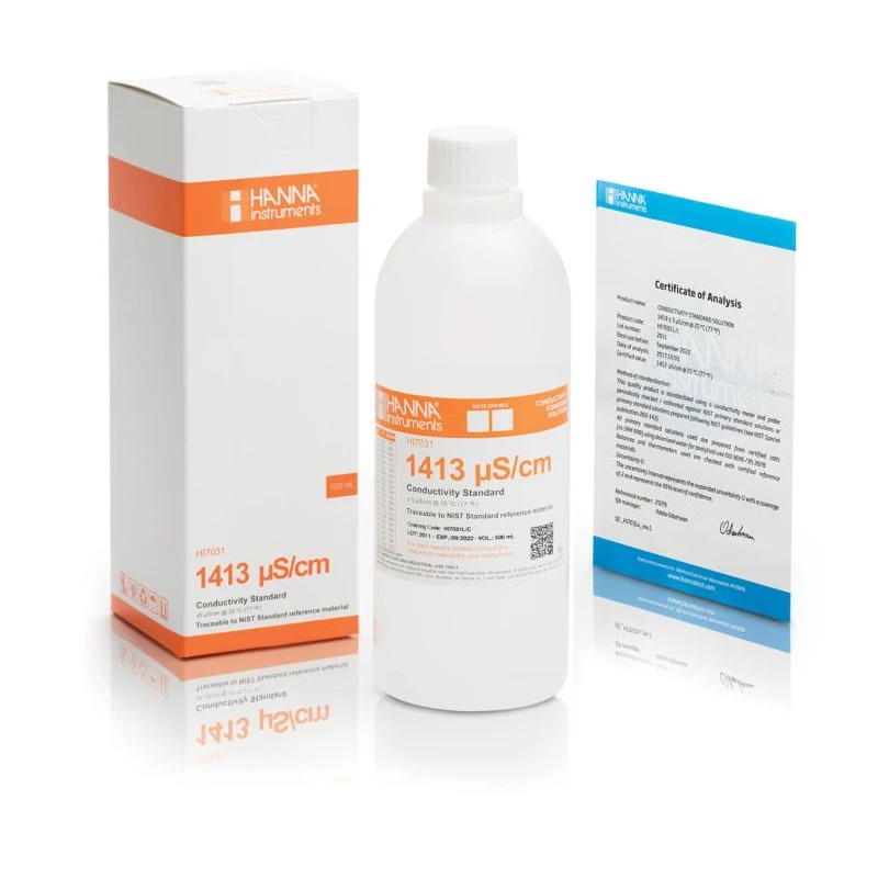 Hanna HI7031L/C 1413 µS/cm Conductivity Standard Solution 500 mL | EnvMart