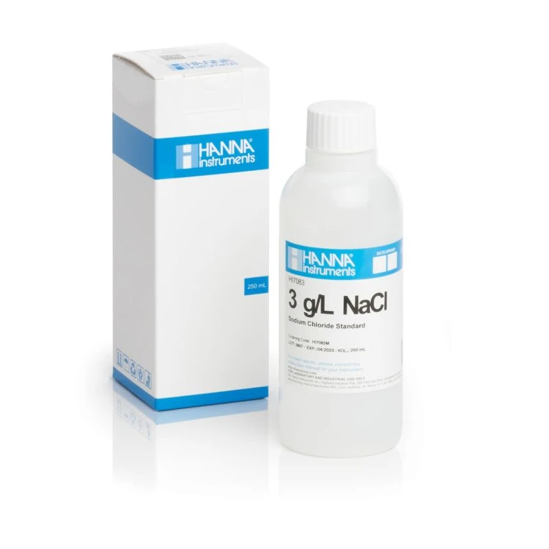 3.0 g/L NaCl Standard Solution 230 mL HI7083M for Salinity Meter Calibration | EnvMart