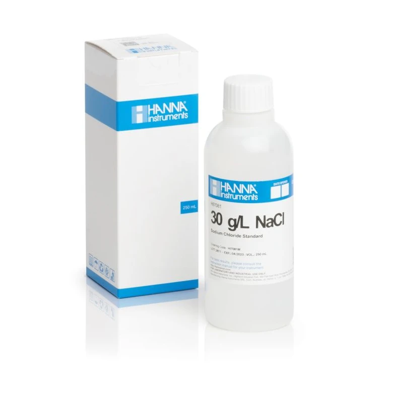 Hanna HI7081M 30 g/L NaCl Standard Solution 230 mL for Salinity Meter & ISE Calibration | EnvMart