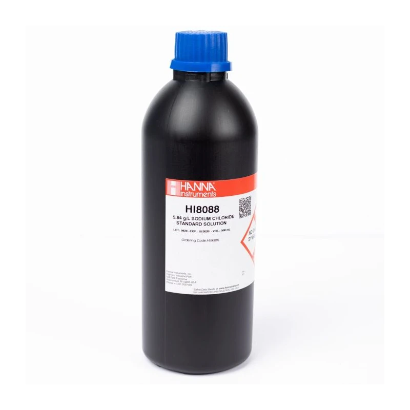 Hanna HI8088L 5.84 g/L NaCl Standard Solution 500 mL | Calibration Solution for Salinity Meters | EnvMart