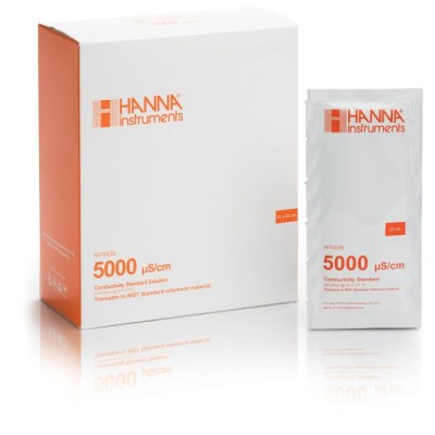 5000 µS/cm Conductivity Standard Solution HI70039P, 25x20mL Sachets Calibration | EnvMart