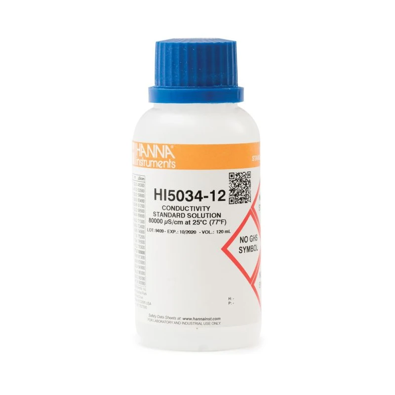 Hanna HI5034-12 80,000 µS/cm Conductivity Standard Solution 120 mL | EnvMart