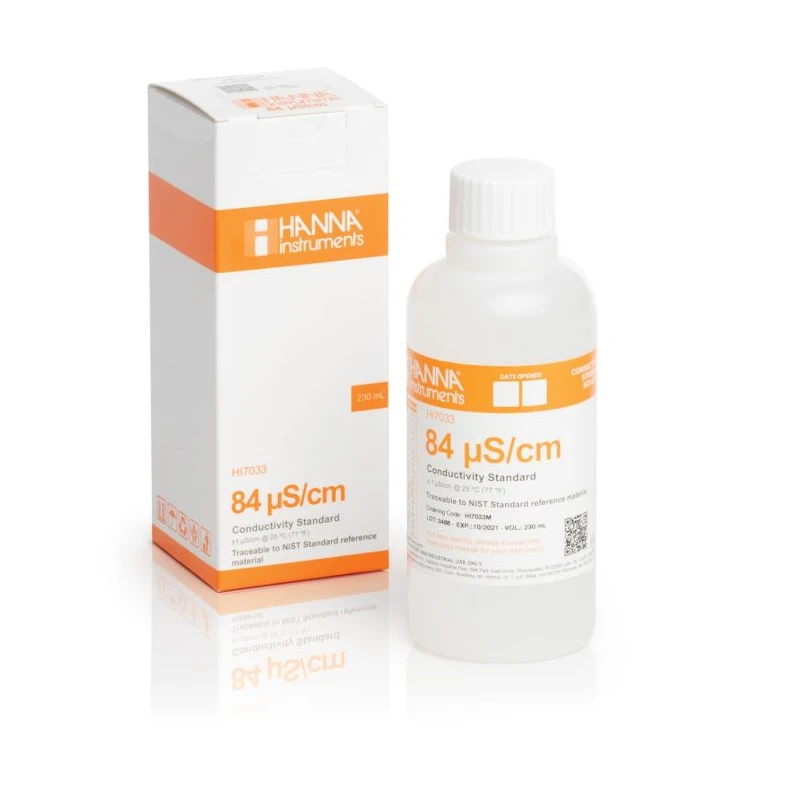 Hanna HI7033M 84 µS/cm Conductivity Standard 230 mL Calibration Solution | EnvMart