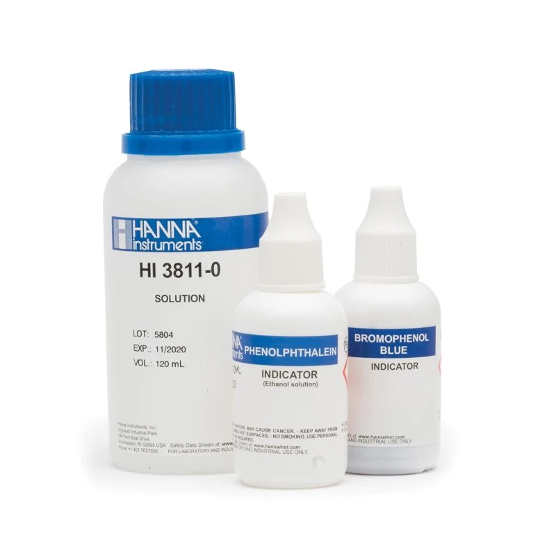 Alkalinity Test Kit Replacement Reagents HI3811-100, 110 Tests, Phenolphthalein/Bromophenol Blue | EnvMart
