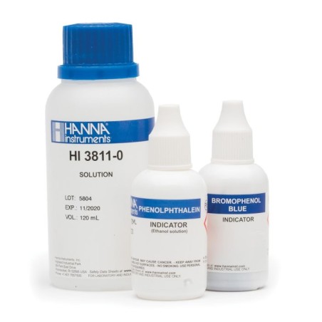 Alkalinity Test Kit Replacement Reagents HI3811-100, 110 Tests, Phenolphthalein/Bromophenol Blue | EnvMart