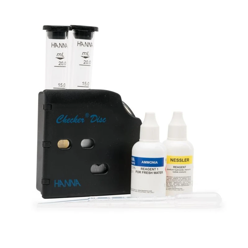 Ammonia Test Kit for Fresh Water HI38049, Checker Disc, Nessler Method, 100 Tests | EnvMart