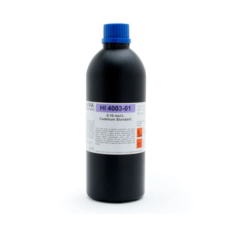 0.1M Cadmium ISE Standard Solution HI4003-01, 500 mL Calibration Bottle | EnvMart
