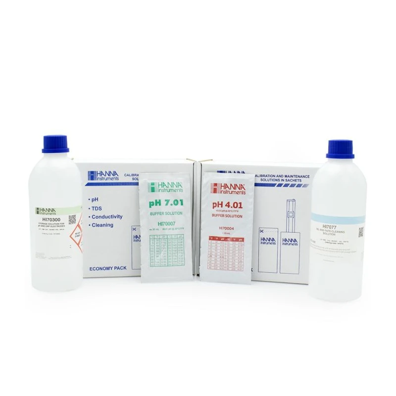 Calibration Bundle HI54710 Food pH Buffer Sachets, Storage & Cleaning Solution | EnvMart
