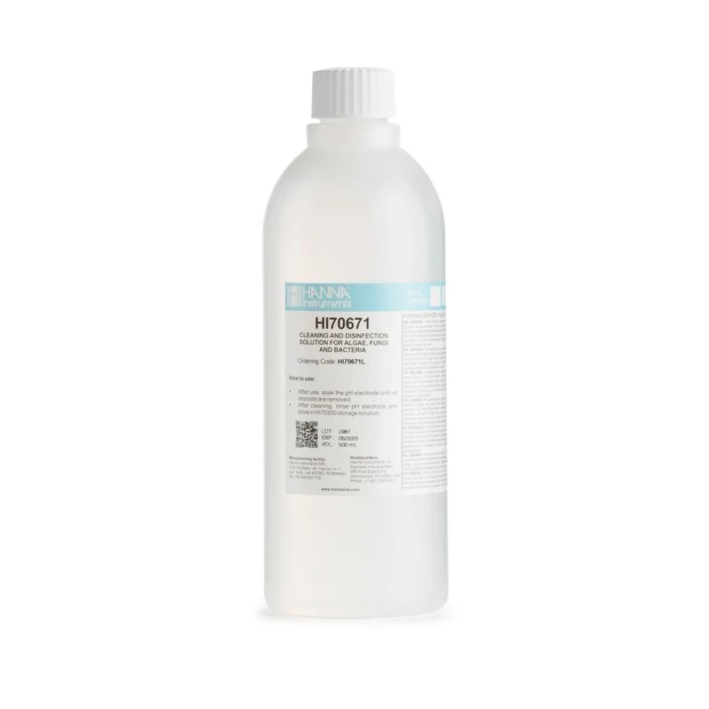 Cleaning & Disinfection Solution HI70671L for Algae, Fungi, Bacteria, 500 mL pH Electrode Cleaner | EnvMart