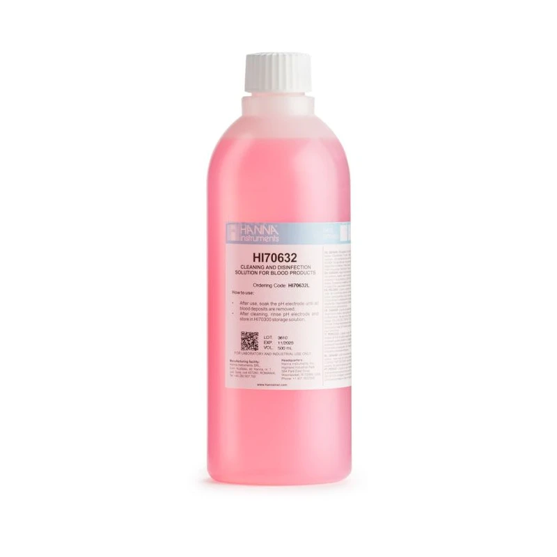 Cleaning & Disinfection Solution HI70632L, for Blood Products, 500 mL, pH Electrodes | EnvMart
