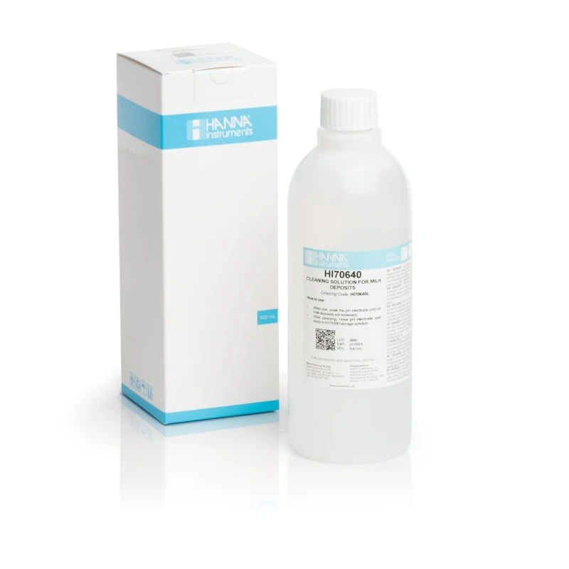 Hanna HI70640L Cleaning Solution for Milk Deposits, 500 mL Bottle | EnvMart