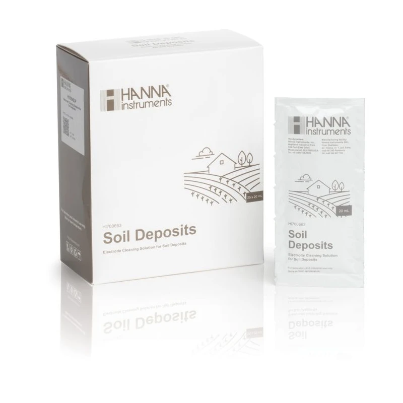 Hanna HI700663P Cleaning Solution for Soil Deposits, 25 x 20 mL Sachets | EnvMart