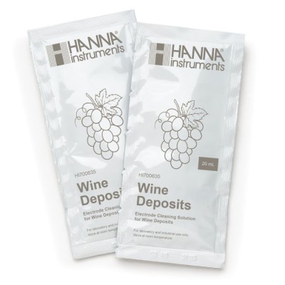 Cleaning Solution for Wine Deposits, 25 x 20 mL Sachets, HI700635P pH Electrode Cleaner | EnvMart