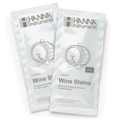 Cleaning Solution for Wine Stains HI700636P, 25 x 20 mL Sachets, pH Electrode Cleaning | EnvMart