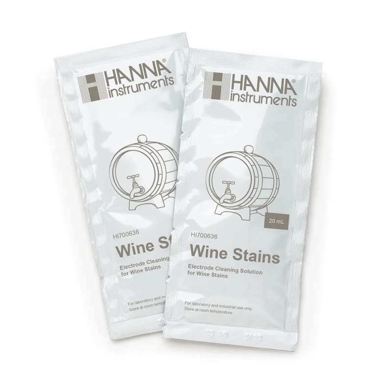 Cleaning Solution for Wine Stains HI700636P, 25 x 20 mL Sachets, pH Electrode Cleaning | EnvMart