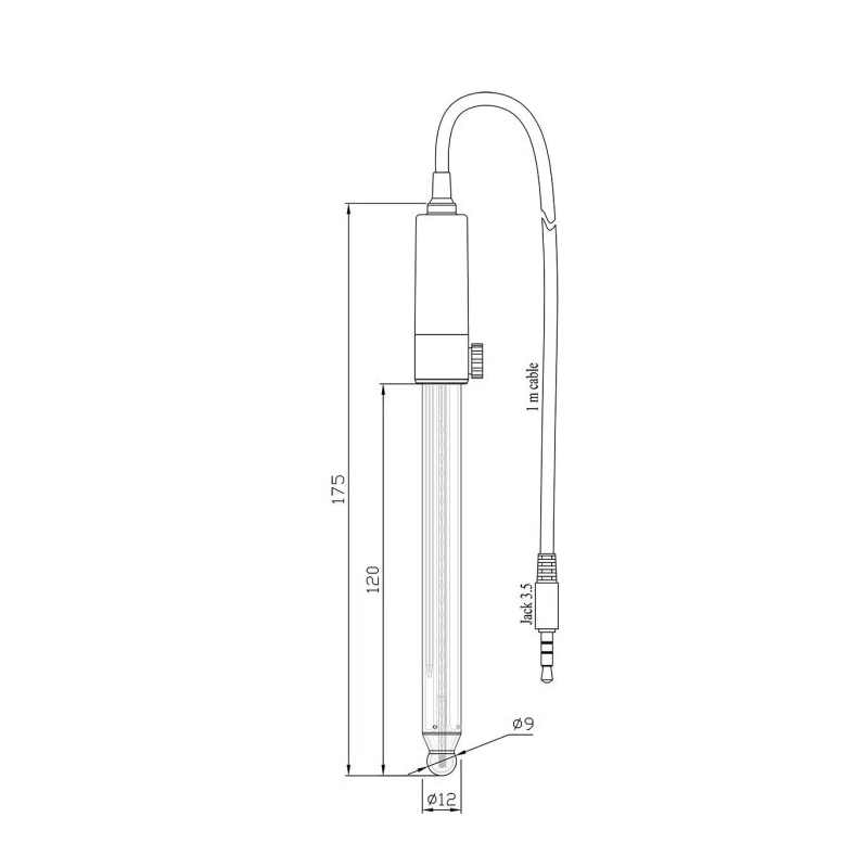 Hanna HI10430 Digital Glass pH Electrode, Double Junction, Temp Sensor | EnvMart