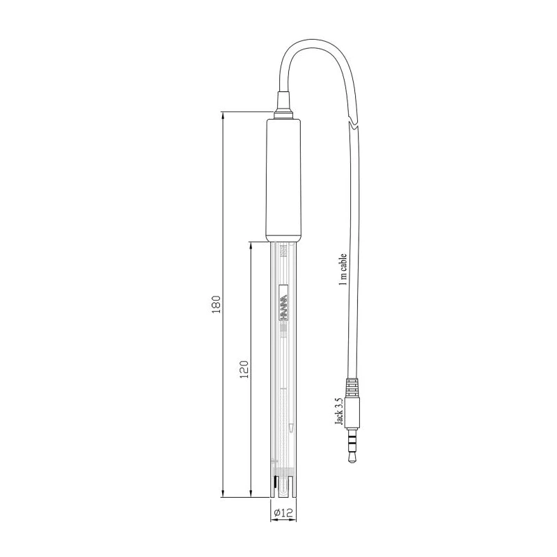 Digital PEI Body pH Electrode HI12301, Double Junction, Gel Filled, 3.5 mm Connector | EnvMart