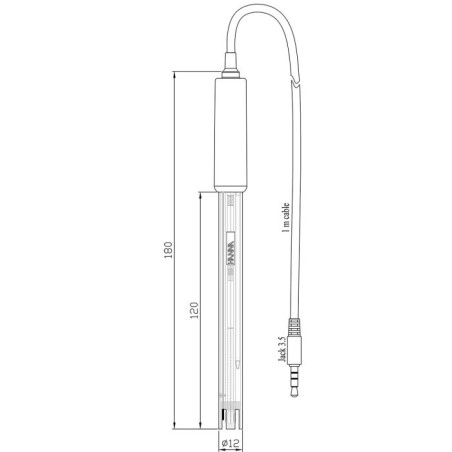 Digital PEI Body pH Electrode HI12301, Double Junction, Gel Filled, 3.5 mm Connector | EnvMart