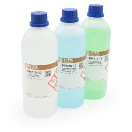 Fluoride Calibration Solution Kit HI4010-30 for ISE Electrodes, 12x500 mL | EnvMart