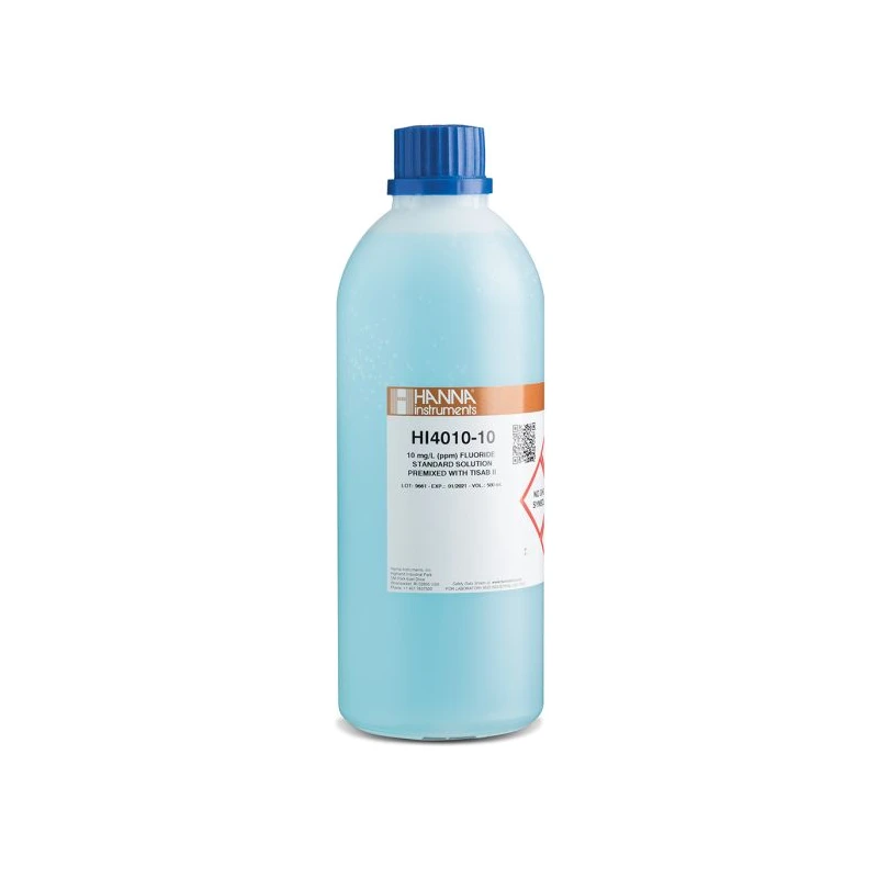 Hanna HI4010-10 10 ppm Fluoride ISE Standard Solution with TISAB II, 500mL | EnvMart