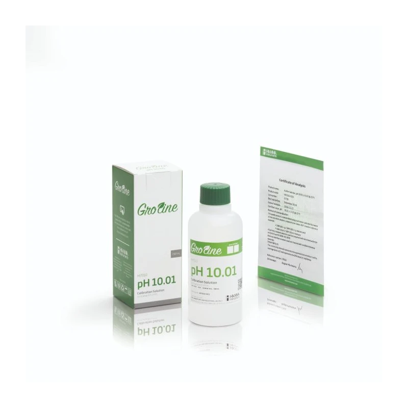 GroLine HI7010-023 pH 10.01 Calibration Buffer with Certificate of Analysis, 230 mL | EnvMart