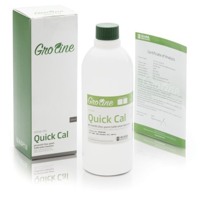 GroLine HI5036-050 Quick Cal pH/EC/TDS Calibration Solution 230 mL, pH 6.86, 5.00 mS/cm | EnvMart