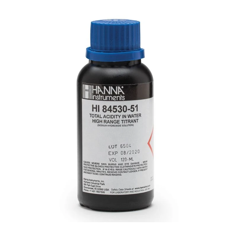 HI84530-51 High Range Titrant for Titratable Acidity in Water Mini Titrator 120 mL Bottle | EnvMart