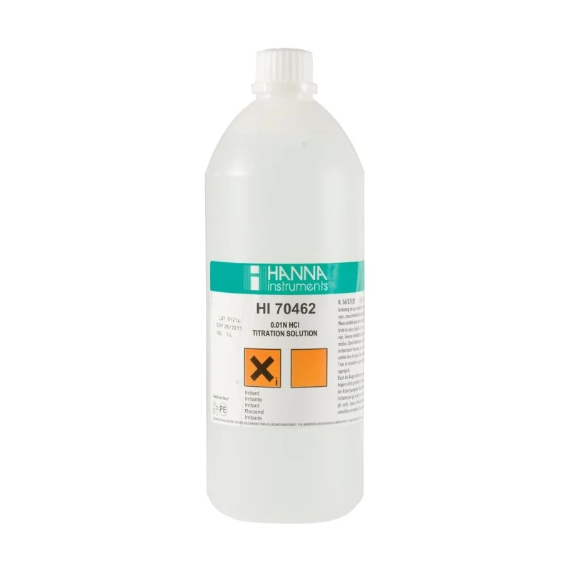 Hydrochloric Acid 0.01N Titrant Solution HI70462, 1L Bottle for Laboratory Acid-Base Titrations | EnvMart