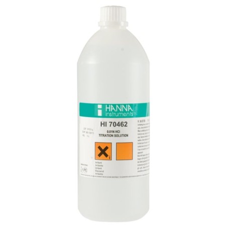 Hydrochloric Acid 0.01N Titrant Solution HI70462, 1L Bottle for Laboratory Acid-Base Titrations | EnvMart